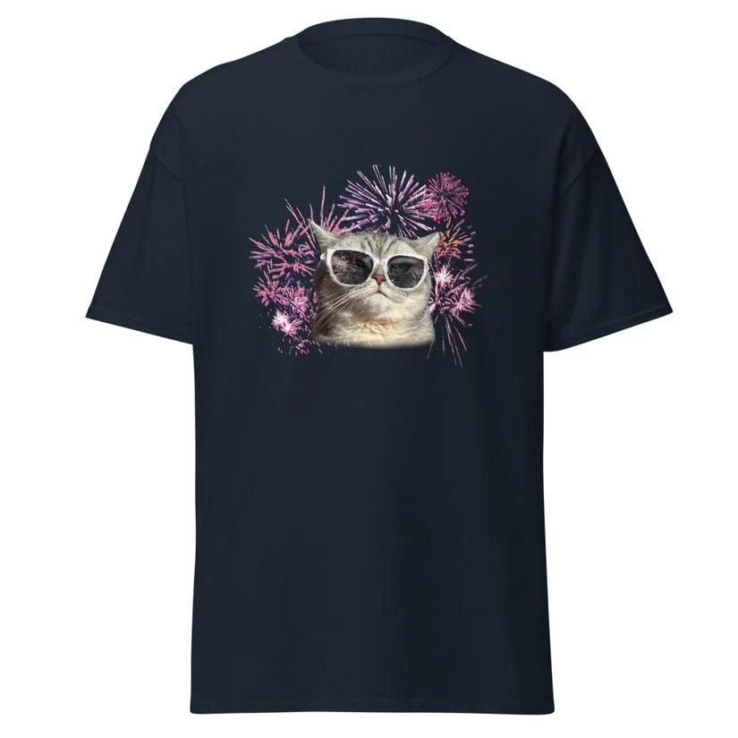 Fireworks glasses cat T-Shirt