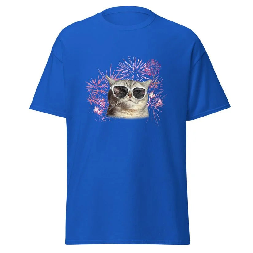 Fireworks glasses cat T-Shirt