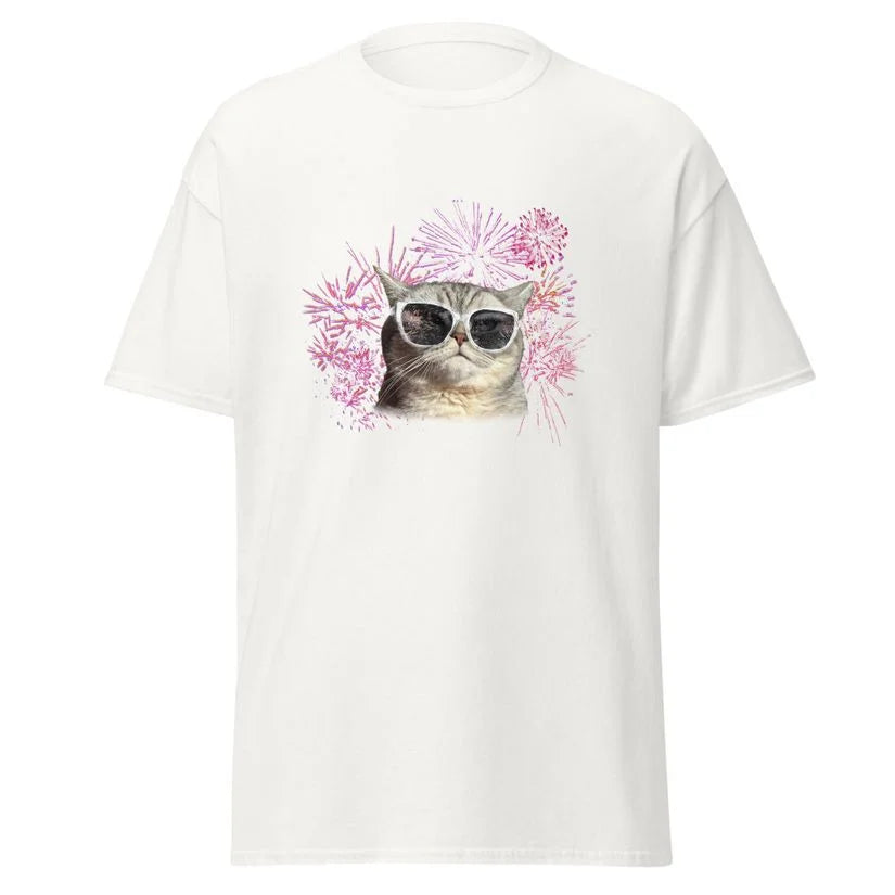 Fireworks glasses cat T-Shirt