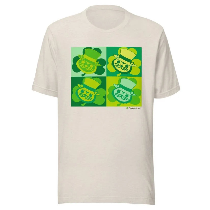 Pop art shamrock cat T-Shirt