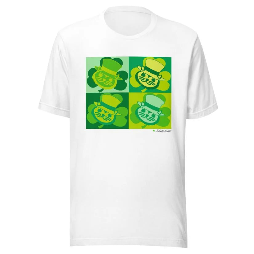 Pop art shamrock cat T-Shirt