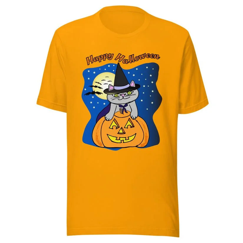 Pumpkin Witch Cat T-Shirt