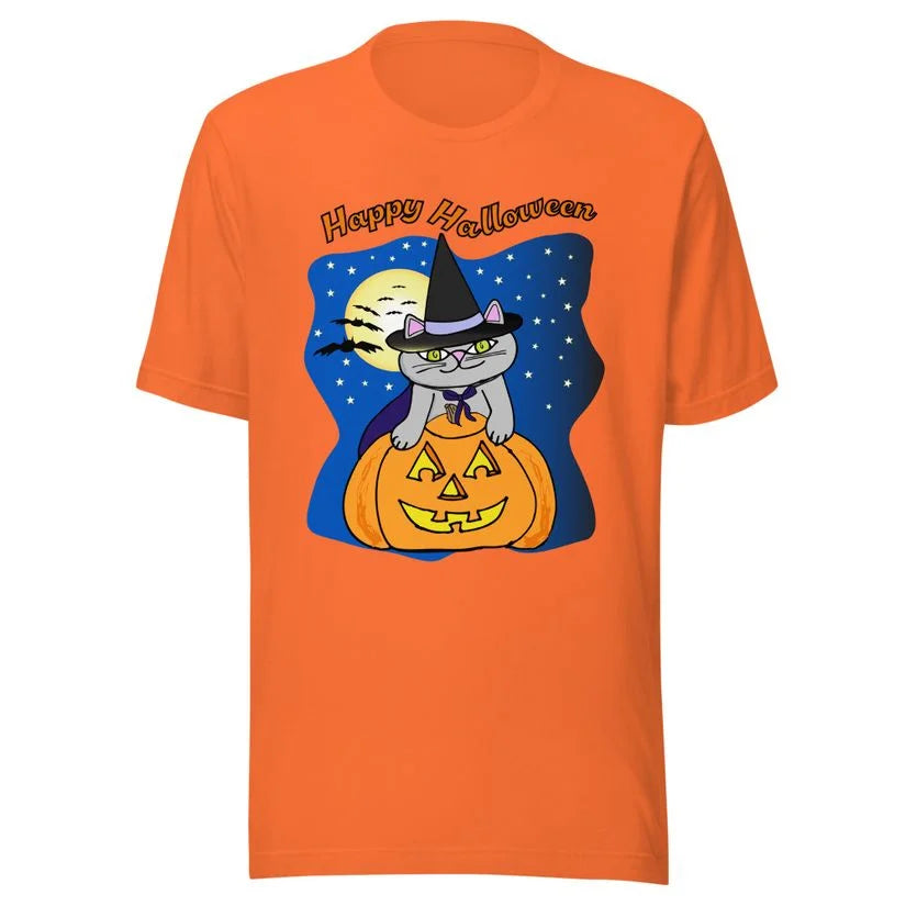 Pumpkin Witch Cat T-Shirt