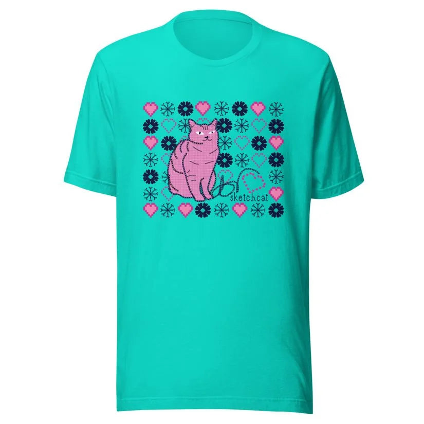 Snowflake heart cat T-Shirt