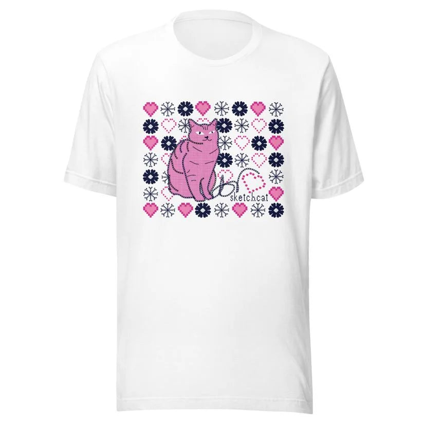Snowflake heart cat T-Shirt